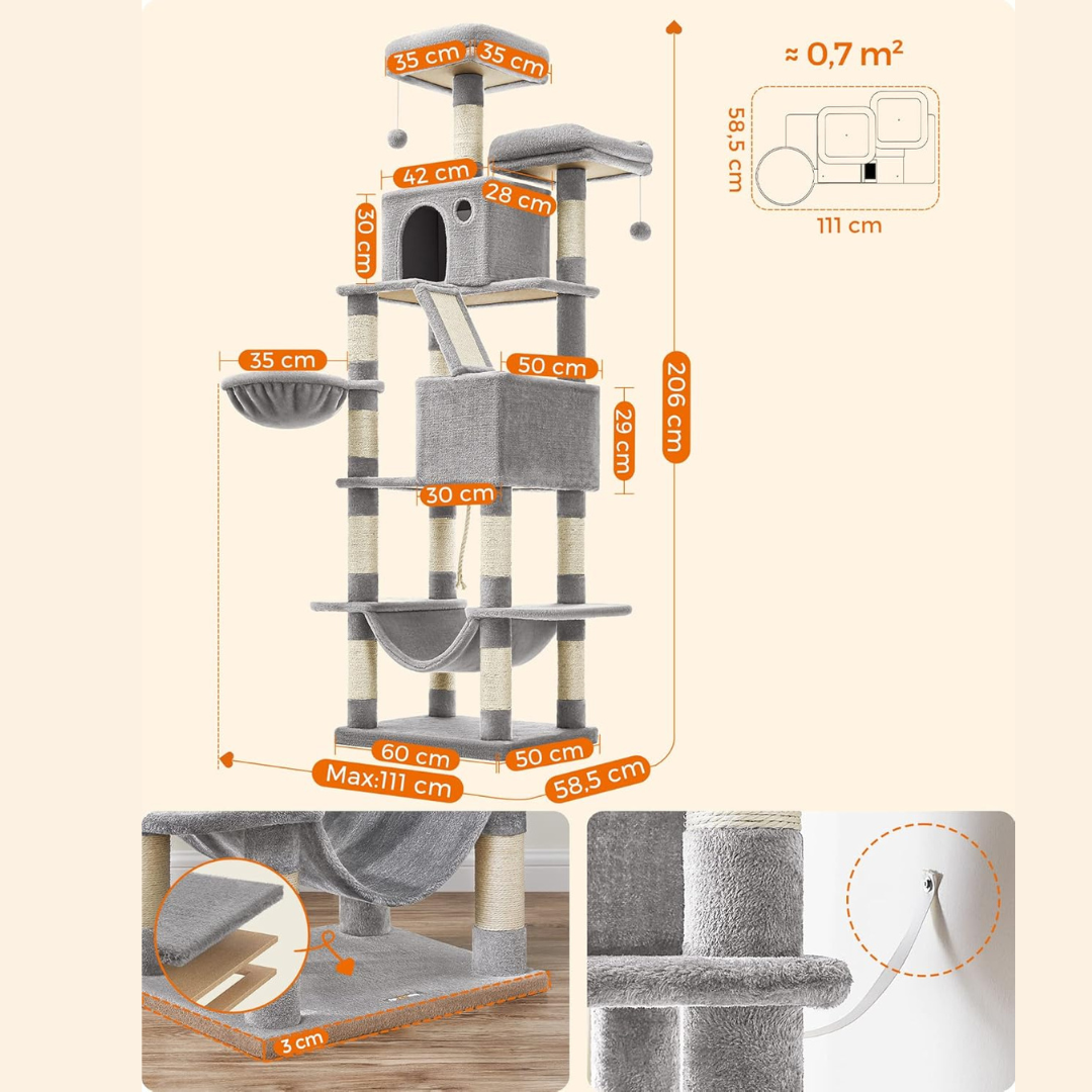 Cat Climbing Tower Model 24 Light Grey