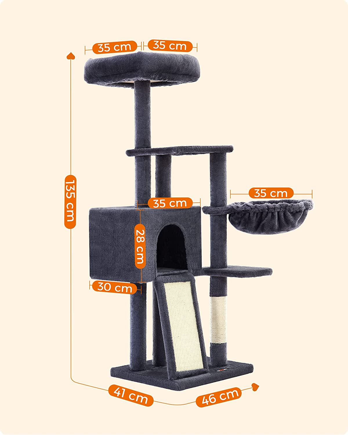 Cat Climbing Tower M16; 135cm - Dark Grey