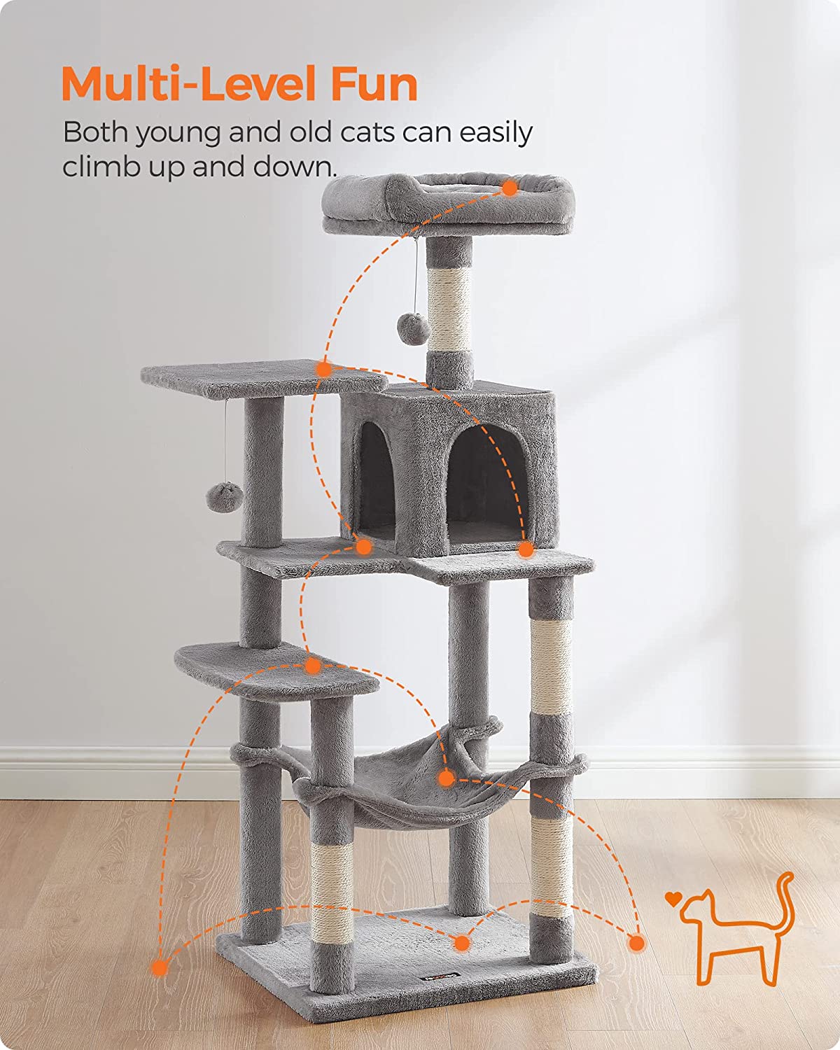 Cat Climbing Tower M15; 143cm - Light Grey