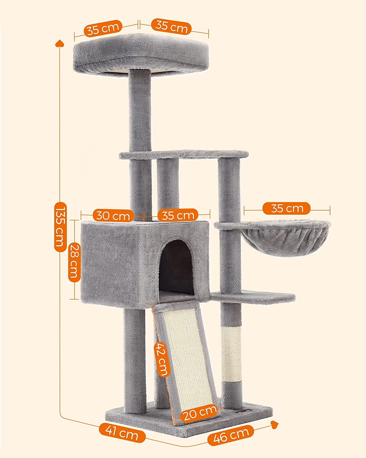 Cat Climbing Tower M16; 135cm - Light Grey