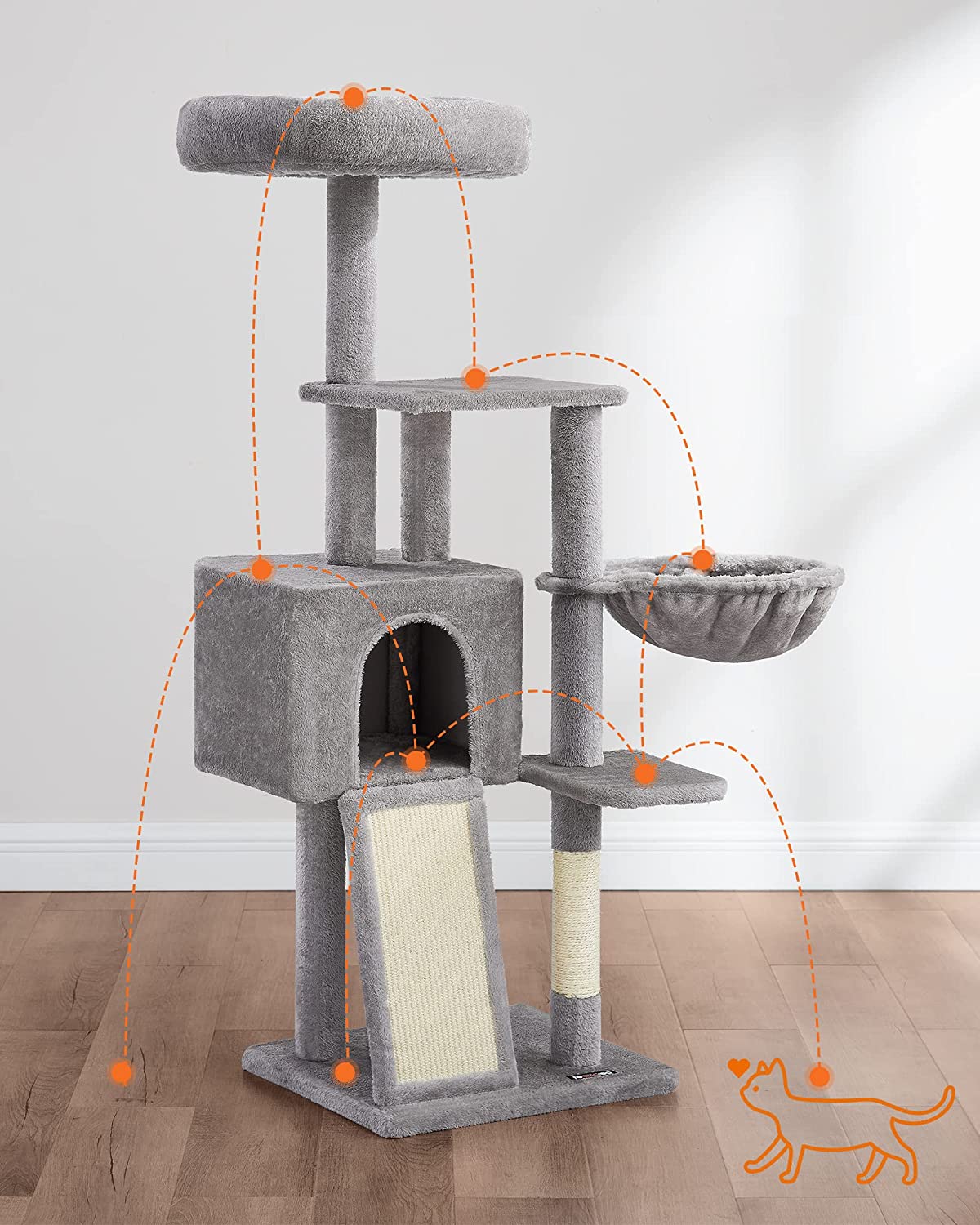 Cat Climbing Tower M16; 135cm - Light Grey