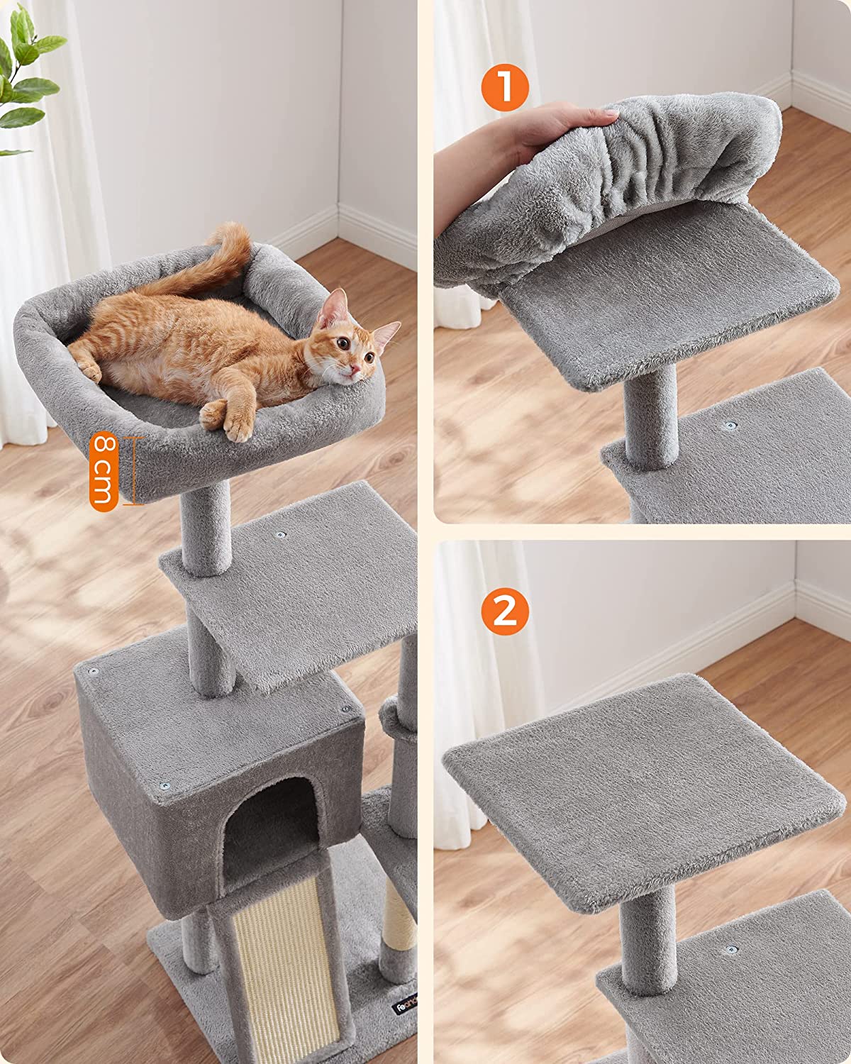 Cat Climbing Tower M16; 135cm - Light Grey